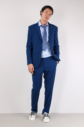 Abito Misto Lana Slim Blu Aperto - 4