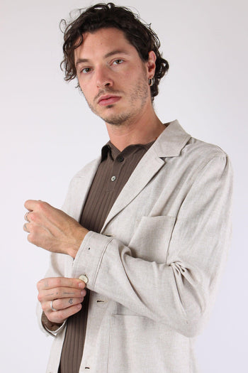 Orzo Giacca Camicia Misto Lino Sabbia - 7