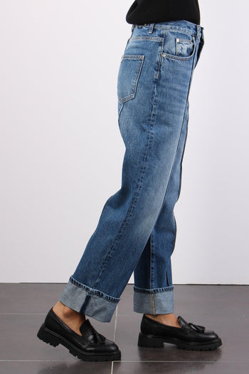 Jeans Cropped Risvolto Denim Blue Dark - 4