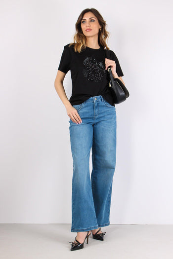 T-shirt Stampa Strass Nero Panther - 5
