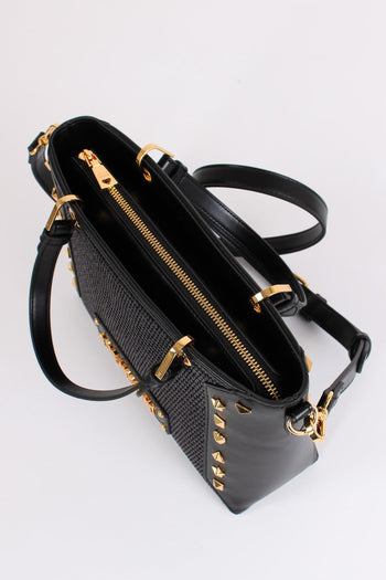 Shopping Mini Paglia Borchie Nero/nero - 6