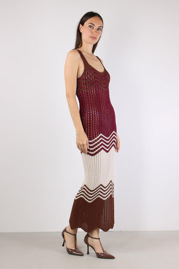 Abito Lungo Chevron Bordeaux - 7