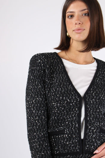 Cardigan Strass Black Silver Sequins - 6