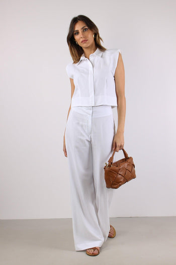 Camicia Smanicata Spalline Bianco - 5