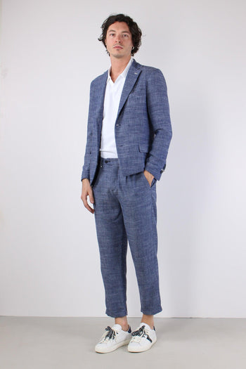 Giacca Misto Lino Blu - 3