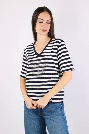 T-shirt Riga Scollo V White/blue - 2