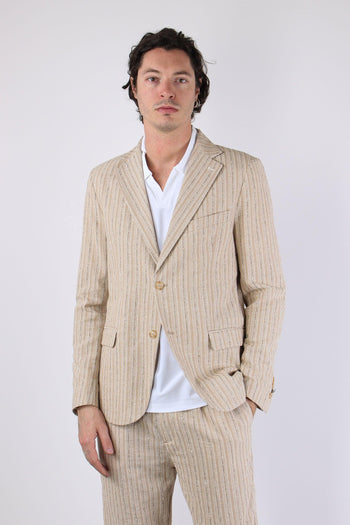 Giacca Riga Jacquard Beige - 2