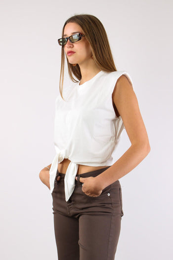 T-shirt Nodo Spalline Bianco - 3