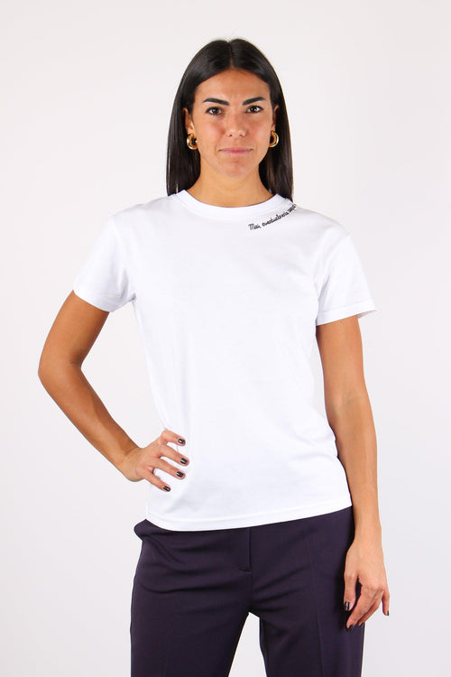 T-shirt Ricamo Mai Eventualme Bianco