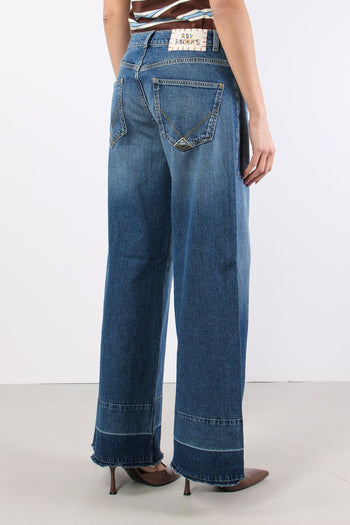 Denim Maxi Tasche Sfrangiato Denim Scuro - 8