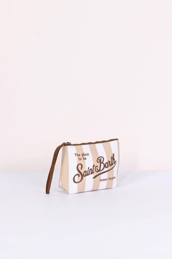 Aline Pochette Righe Beige/bianco - 5