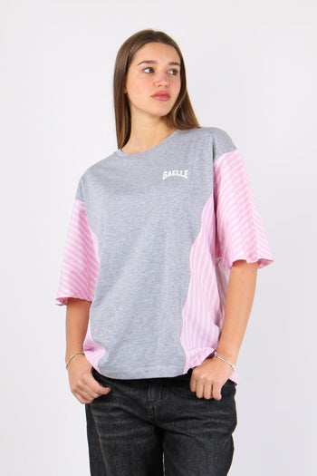 T-shirt Inserto Camicia Grigio Melange - 2