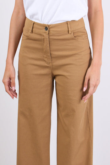 Pantalone Cotone Gamba Larga Cammello - 7
