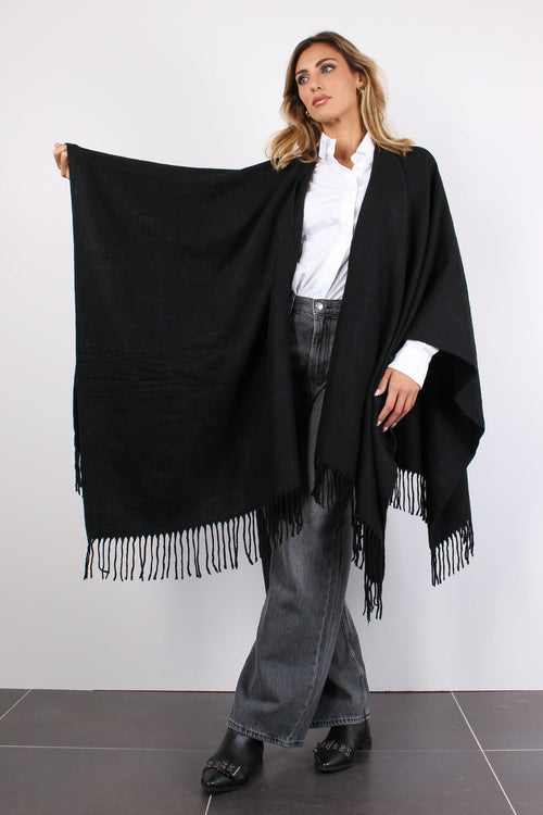 Poncho Check Aniamlier Nero - 2