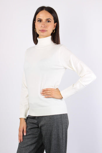 Maglia Collo Alto Viscosa Latte - 5