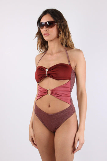 Costume Intero Lurex Aperture Amaranto - 3