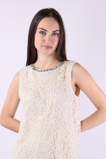 Abito Tubino Macrame Naturale/bianco - 8