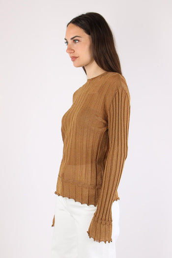 Maglia Girocollo Lurex Cammello - 3