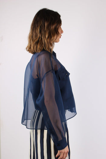 Colomba Camicia Seta Blu - 6