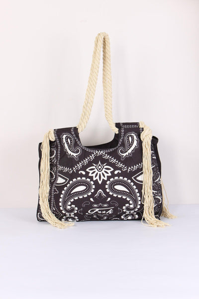 Borsa Fantasia Frange Laterali Nero