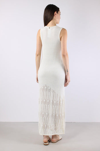 Abito Lungo Macrame Bianco Lana - 4