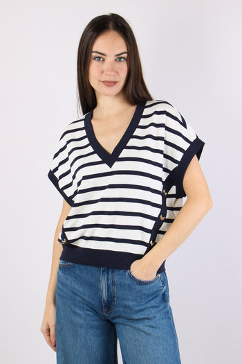 Maglia Smanicata Riga White/blue - 2