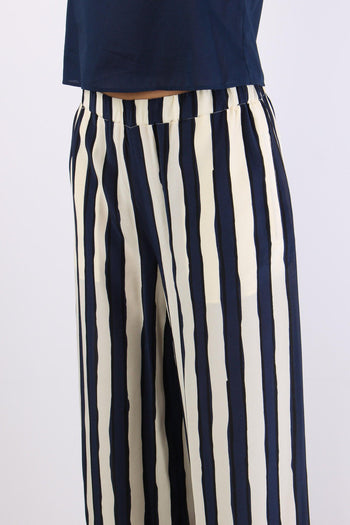 Nirvana Pantalone Cropped Riga Blu/bianco - 6