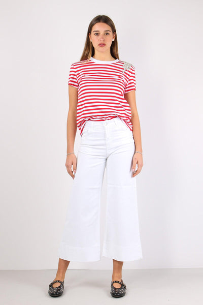 Pantalone Bull Crop Orlo Alto Bianco