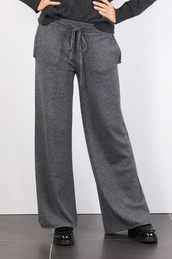 Pantalone Palazzo Lana 0 Grigio Medio Melange - 2