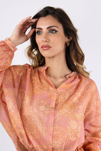 Camicia Mussola Stampa Rosa/giallo - 7