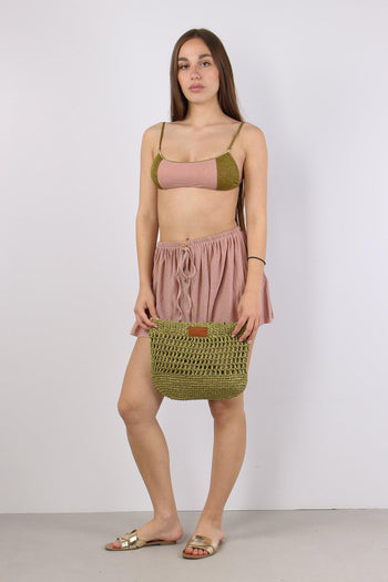Minigonna Coulisse Lurex Rosa - 5