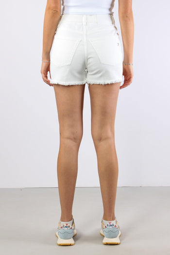 Stella Short Denim Bottone Gioiello Latte - 4