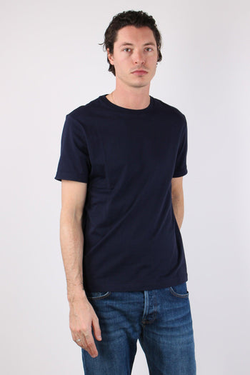 T-shirt Basica Logo Manica Blu - 6