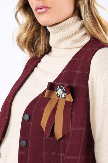 Gilet Quadro Spilla Bordeaux - 6