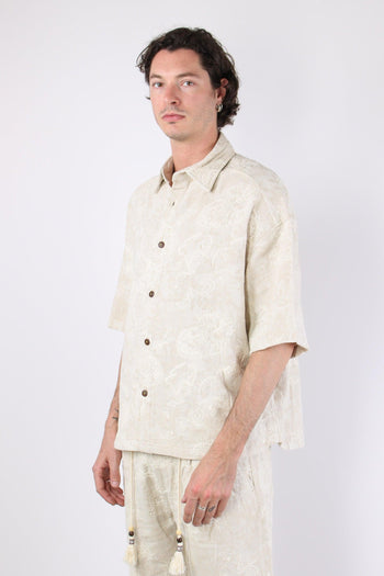Camicia Manica Corta Ricamo Ecru - 4