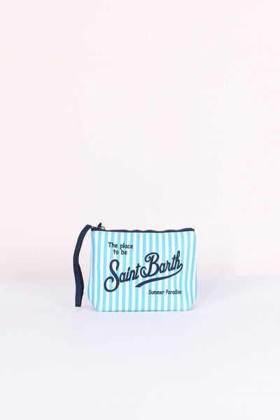 Aline Pochette Righe Mini Azzurro/bianco