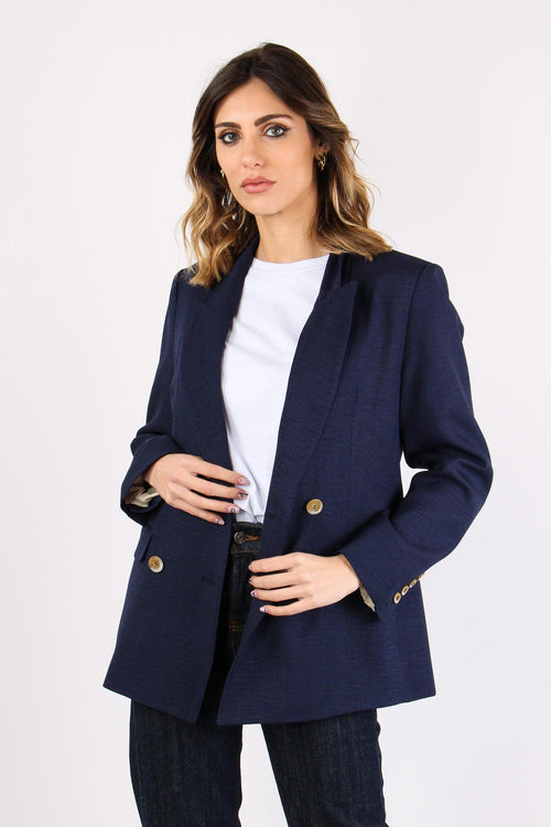Giacca Doppiopetto Poliviscosa Blu