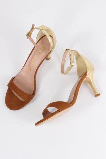Sandalo Tacco Bimateriale Cuoio/oro - 2