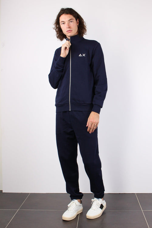 Maglia Cotone Full Zip Navy Blue - 2