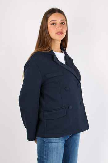 Giacca Doppiopetto Squadrata F Blu - 7