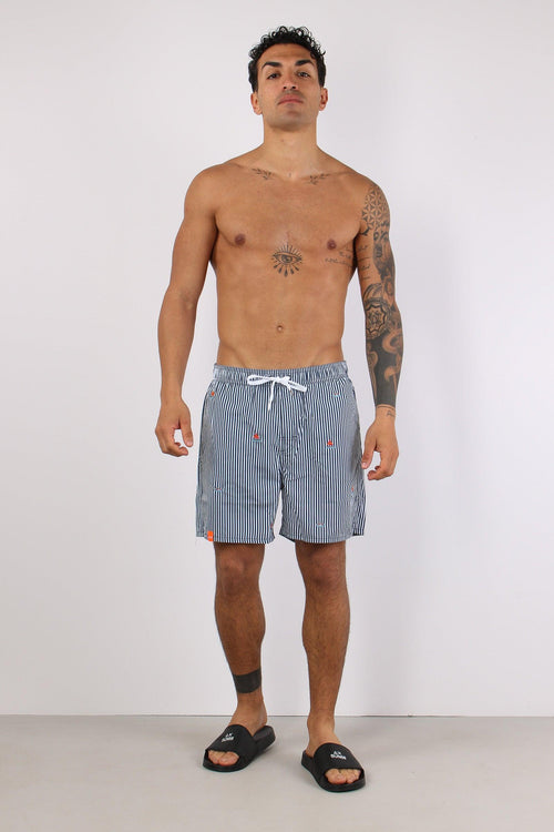 Costume Pantalone Ricamo Navy/bianco