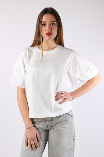T-shirt Manica Fondo Popeline Panna - 2