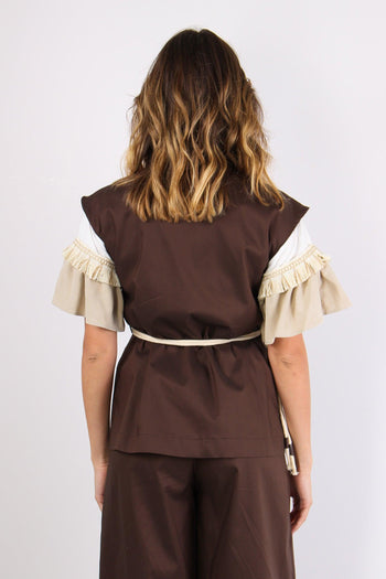 Gilet Doppiopetto Cintura Cord Moro - 4