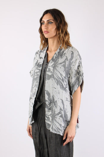Giacca Kimono Frange Fantasia Sabbia/canna Fucile - 3