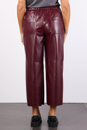 Pantalone Cropped Ecopelle Bordeaux - 4