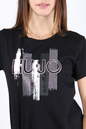 T-shirt Logo Strass Nero/brush - 5