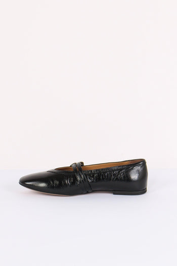 Ballerina Pelle Doppia Fibbia Nero - 6