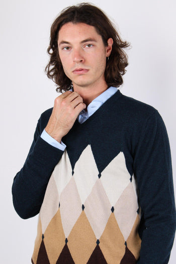 Maglia Scollo V Fantasia Tobacco/camel - 6