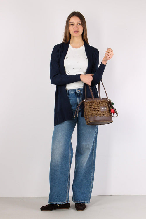 Cardigan Aperto Lunghezza Medi Blu