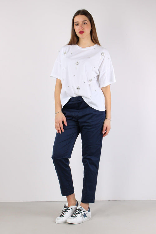 T-shirt Applicazione Fiore Cri Bianco